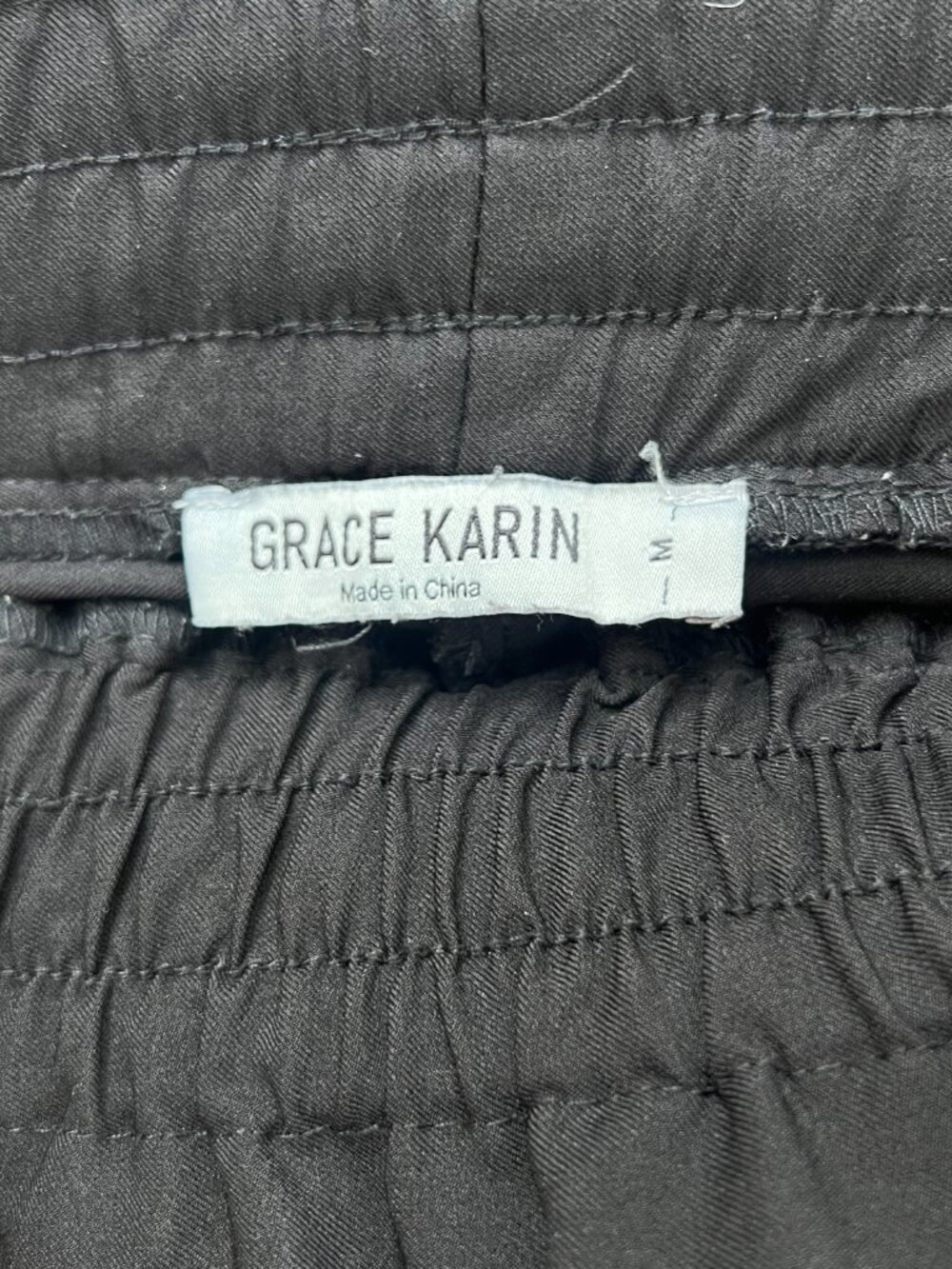 Grace Karin Black Paper Bag Pants Stretchy Elastic Waist Trousers Women's Medium - Picture 3 of 11